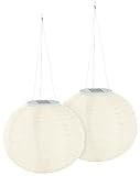 Lunartec Gartenlampion: 2er-Set Solar-LED-Lampions, Dämmerungs-Sensor, IP44, warmweiß, Ø 30 cm (Gartenlampion Solar, LED, Garten Deko Beleuchtung)