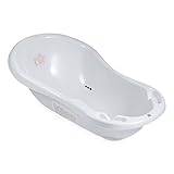 Hylat Baby Friends Grau Babybadewanne mit Thermometer, Badewannenstöpsel und Antirutschmatte - Badewanne für Neugeborene und Babys bis 12 Monate - BPA-freiem Plastik, Kinder Baby Born Wanne