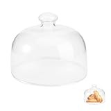 Kuchen Glasglocke Glas Käseglocke Kuchenglocke Tortenplatte Haube Glaskuppel Torten Glashaube Käseplatte Tortenglocke Lebensmittel Abdeckung Deckel für Patisserie Cover (13 x 13 x 11cm)