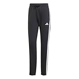adidas Damen Essentials 3-Stripes French Terry Cuffed Pants, Black/White, XL