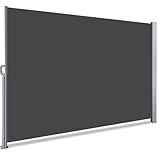 VOUNOT Seitenmarkise Ausziehbar für Balkon, Garten und Terrasse, Sichtschutz, Windschutz, Wasserdicht, Sonnenschutz, 160 x 300 cm, Dunkel-Grau