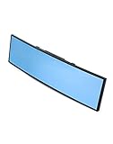 QWORK Auto Rückspiegel, Blendschutz Panorama Innenspiegel Blau Glas Gebogener Spiegel für Auto, SUV, LKW (280mm x 70mm)