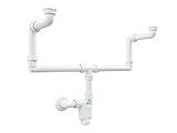 Aqua Bagno Raumsparsiphon Waschtisch - Möbelsiphon - Siphon platzsparend - Siphon flach - Bad - flexibel einstellbar - G 1 1/4 Zoll - DN32 – Doppelwaschbecken