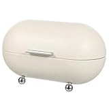 NIYANGLE Metall Brotkasten mit Rolltür Luftdichte Aufbewahrungsbox für Brot und Backwaren Robuste Eisenkonstruktion Vielseitig für Küche Bäckerei Stilvolles Langlebiges Design Cremeweiß