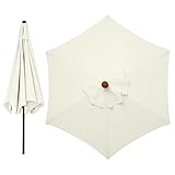 LMYDIDO 300cm Sonnenschirm Ersatzbezug 6 Streben Ersatz-Sonnenschirm Überdachung Ersatzabdeckung mit 6 Rippen Outdoor-Regenschirm Sonnenschutz (Cremeweiß)