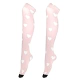 aidingzhi Oberschenkelhohe Socken für Damen, weiße Herzen, pfirsichfarben, niedlich, über Knie, dünn, eng, lang, Strumpf für Büro, Damen, kniehohe Strümpfe für Hochzeiten, Weiße Herzen Pfirsich,