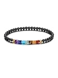 JSDDE Chakra Armband Natürliche Edelsteine Perlenarmband Yoga Armband Energietherapie Reiki Heilung Armband Glücksarmband Schmuck für Damen Herren (Obsidian)