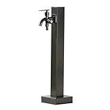 RTTZBOZ Quadratische Edelstahl Wassersäule für den Garten, Vertikaler Frostschutzhahn für den Außenbereich, Schwarzer Standbrunnen für den Innenhof zur Bewässerung(58cm/23in)