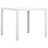 Youuihom Weißer Couchtisch Beistelltisch Outdoor HDPE in Holzoptik mit Stahlgestell 78x78x74 cm Elegant Robust Leicht für Wohnzimmer Garten Balkon