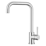 CECIPA Wasserhahn Küche, Hochdruck Küchenarmatur Edelstahl Armatur Küche, Mischbatterie Küche 360° Schwenkbar mit Einhebelmischer, Spültischarmatur Edelstahl Gebürstet