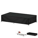 LAMUNI Gartenliege Abdeckung Wasserdicht Sonnenliege Schutzhülle für Liegen, 420D Oxford Sonnenliege Abdeckplane Gartenliege Abdeckhauben für Loungeliege Liegestuhl Deckchair, 200x68x30cm