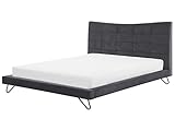 Beliani Polsterbett Designerbett Samtstoff Bett Doppelbett grau 180 x 200 cm Lannion