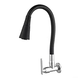 JINSBON Kaltwasserarmatur, Einhebel-Küchenspüle, G1/2, Zinklegierung, drehbarer Wasserhahn, Wandmontage, für Balkonwaschbecken