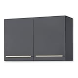 Stella Trading BILBERRY Moderner Hängeschrank Küche in Eiche Sonoma Optik, Anthrazit - Geräumiger Küchenschrank mit viel Stauraum - 100 x 65 x 33 cm (B/H/T)