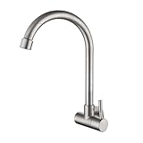 Aprilsunnyzone Wandmontierte Küchenarmatur, 304 Edelstahl Wasserhahn Wasserreiniger Einhebelloch Wasserhahn kalt