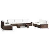 Rantry 8-TLG. Gartenlounge Set Gartenmöbel Set Gartensofa Sitzgruppe Gartenlounge Gartengarnitur Möbel Sitzgarnitur Balkonmöbel Poly Rattan Braun