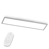 EGLO LED Büro-Deckenleuchte Bottazzo, mit Fernbedienung, 3200 Lumen, Deckenlampe flach 100x25 cm, Lampe Decke Wohnzimmer, Panel dimmbar, Küchenlampe warmweiß – kaltweiß, Silber