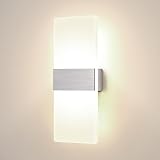 Sytmhoe Wandleuchte Schlafzimmer Wohnzimmer 12W 960LM Acryl Wandlampe, AC 85-265V Wandleuchten Innen Treppen 4000K Wohnung Gang Led Wandlicht Silber