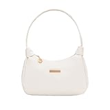 QKEPCY Umhängetasche Damen Handtasche Vintage 90s Women's Shoulder Bag Leder Tasche Kleine Mini Handtasche y2k Fashion Handtaschen für Frauen Reißverschlusstasche (Weiß)