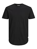 JACK & JONES Herren Rundhals T-Shirt JJENOA - Regular Fit Plussize XXL-8XL, Größe:5XL, Farbe:Black 12184933