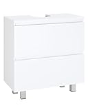 KIMENICH Waschbeckenunterschrank, Badezimmerschrank mit 2 Große Schubladen, Unterschrank Waschbecken mit Füßen, Viel Stauraum, 60 x 30 x 56 cm, Weiß