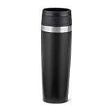 Emsa N2023550 Travel Mug Classic 0,5 Liter, neuer Komfort-Schraubverschluss, Pulverbeschichtung, Edelstahl, 6h heiß und 12h kalt, 100% dicht, 360°-Trinköffnung, Edelstahl, schwarz