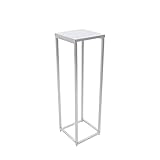 FTOQWZXV Pflanzenständer Metall Blumenständer Pflanzenregal Blumenregal Wohnzimmer Beistelltisch Blumensäule Geometrischer Säulenständer Silber