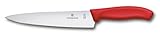 Victorinox Swiss Classic, Profi Tranchiermesser Fleisch, Extra Scharfe Klinge, gerader Schliff, 19 cm, Kunststoffgriff, Rostfreier Stahl, Rot
