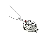 OUTLETISSIMO® Halskette Elena Amulett Vampir mit Anhänger Medaillon zum Öffnen Talisman Vintage Cosplay Verbena Eisenkraut Glitzer Rot ET228, s, Legierter Stahl, Zirkonia