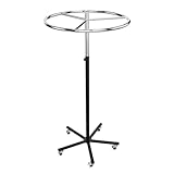 Aigentlich Rundständer rollbar, Kleiderständer höhenverstellbar von 115-165 cm Gestell schwarz, Drehständer Ring 74 cm verchromt, Rollständer inkl. 5 Rollen, Profi-Ringständer