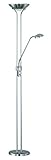 Reality Leuchten Deckenfluter Spock R42292107 in Nickel matt, Fluter inkl. 20 Watt LED, Lesearm inkl. 5 Watt LED, Fluter und Lesearm getrennt schaltbar, Höhe180cm