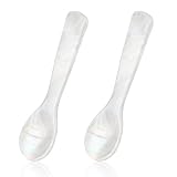 Perlmutt Löffel, 2er Set – 9cm weiße Kaviar Löffel mit geradem Griff ideal für Fischkaviar Sushi und Delikatessen Hochwertige weiße Perlmuttmaterial für elegantes Servieren