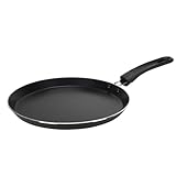 Crealys 506660, Aquilon Crêpepfanne, Durchmesser 24 cm, aus Aluminium, schwarze Antihaftbeschichtung, ohne PFOA, schwarzer Thermogriff, für alle Herdarten außer Induktion
