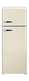Amica KGC 15635 B Retro Kühl-/Gefrierkombination / Coffee Cream (Beige) / 144cm (H) x 55cm (B) x 62cm (T) / Retro-Design / Kühlschrank mit Gefrierfach