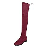 Generisch Absätze Schuhe Komfort Winter Die Kniestiefel Lange Überstiefel Stiefel Damen Damenstiefel Schuhe Damen Pantoletten Mit Absatz (Red, 41)