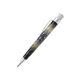 Retro 1951 Tornado Tintenroller, Acryl-Silberfutter, einzigartiges poliertes graues Design mit Chrom-Akzenten, Edelstahl-Oberseite und passender Verpackung