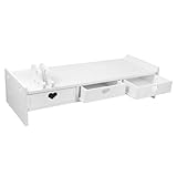 Operitacx Tastaturlagerständer Laptop-Riser Halter Für Einfach Klaviatur Erhöher Schublade Stand Steigleitung Computer-Desktop-ständer Monitorständer Mit Organizer PVC Weiß