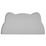 Napfunterlage Silikon Katzen und Kleine Hunde, wasserdichte Haustier Futtermatten rutschfeste Katzennapf Unterlage (Dunkel Grau)