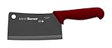 Starrett Kochmesser - BKR509-6 Breites rechteckiges 6' (150mm) Profi Küchenmesser Klinge - Roter Griff Ultrascharfes Gemüse- und Fleischmetzgerbeil