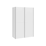 FORTE OZZULA Schrank 120, Kleiderschrank Weiß, Schwebetürenschrank, Schlafzimmerschrank Modern 2-türig mit Einlegeböden und Kleiderstange, 120 cm breit x 190.5 cm hoch x 61 cm tief