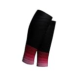Lin’s Liliana 2er Wadenbandage, Waden Kompressionsstrümpfe Damen Herren, Warmhaltende Strümpfe, Waden Stützstrümpfe, Beinlinge für Sport, Fussball, Laufen, Basketball (Faden schwarz rot)