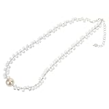 LRXIYODE Transparente Kristall Perlenkette Damen Beaded Choker Schmuck Handgefertigt Elegant Vielseitig Brautschmuck Geschenk Frauen