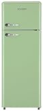 SCHOEPF – RKG218DSG Kühl-Gefrierkombination – 211 L – Retro Design – LED-Beleuchtung – 40 dB – Grün/Mint – Höhenverstellbare Füße – Freistehend – Vintage Look