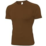 SPVISE Herren-Kompressionsshirt, kurzärmelig, Workout, Fitnessstudio, Top, cool, trocken, athletisch, Baselayer, Unterhemd, T-Shirt für Sport, Laufen, Braun, Klein