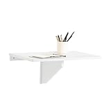 SoBuy Wandklapptisch Faltbarer Esstisch Kompakter Küchentisch Platzsparendes Design Klapptisch für Kleine Räume Wandmontierter Tisch 60x40cm Weiß FWT03-W