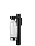 Stelton Brus Wassersprudler, Wandhalterung mit Flasche, Premium Carbonator für Wasser mit CO2 - Einstellbare Sprudelstärke - Skandinavisches Design, Schwarz