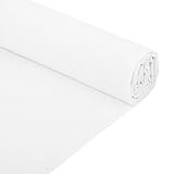 Leinentuch Baumwollstoff 150×50 cm Weich Besticktes Tuch Musselin Stoff Natürlicher Leinen Stickstoff Einfarbig Reiner Baumwoll Musselin Stoff Canvas Tuch zum Nähen von Kleidung und Basteln (Weiß)