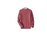 Herren-Pullover, schmale Passform, lässiger Pullover, dick, warm, Rundhalsausschnitt, weich, warm, klassischer Pullover, Red Bean Paste, S