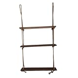 HOLIDYOYO 3 Stufiges Wandregal Aus Rustikales Hängeregal Für Schlafzimmer Und Wohnzimmer Dekoratives Aufbewahrungsregal Mit Hanfseil Vintage Stil Ideal Für Home Decor