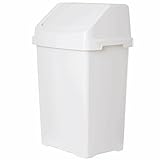 1 STÜCK Mülleimer mit Schwingdeckel 50 Liter eckig Weiss Schwingdeckeleimer Kunststoff Küche Büro Bad Putzeimer Kosmetikeimer Papierkorb Eimer Abfalleimer Abfallbehälter Mülltonne Müll Abfallsammler